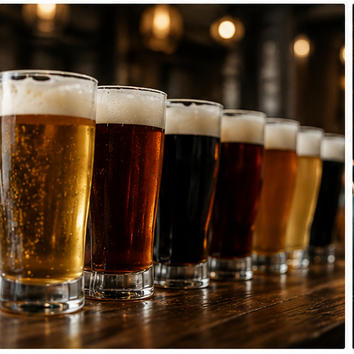 Flight of craft beers at Fibonacci Brewing